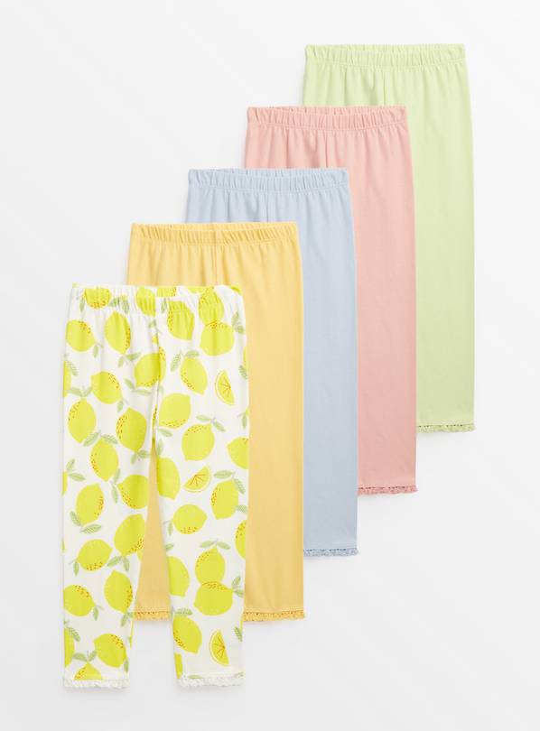 Pastel Fruit Print Leggings 5 Pack 1-2 years